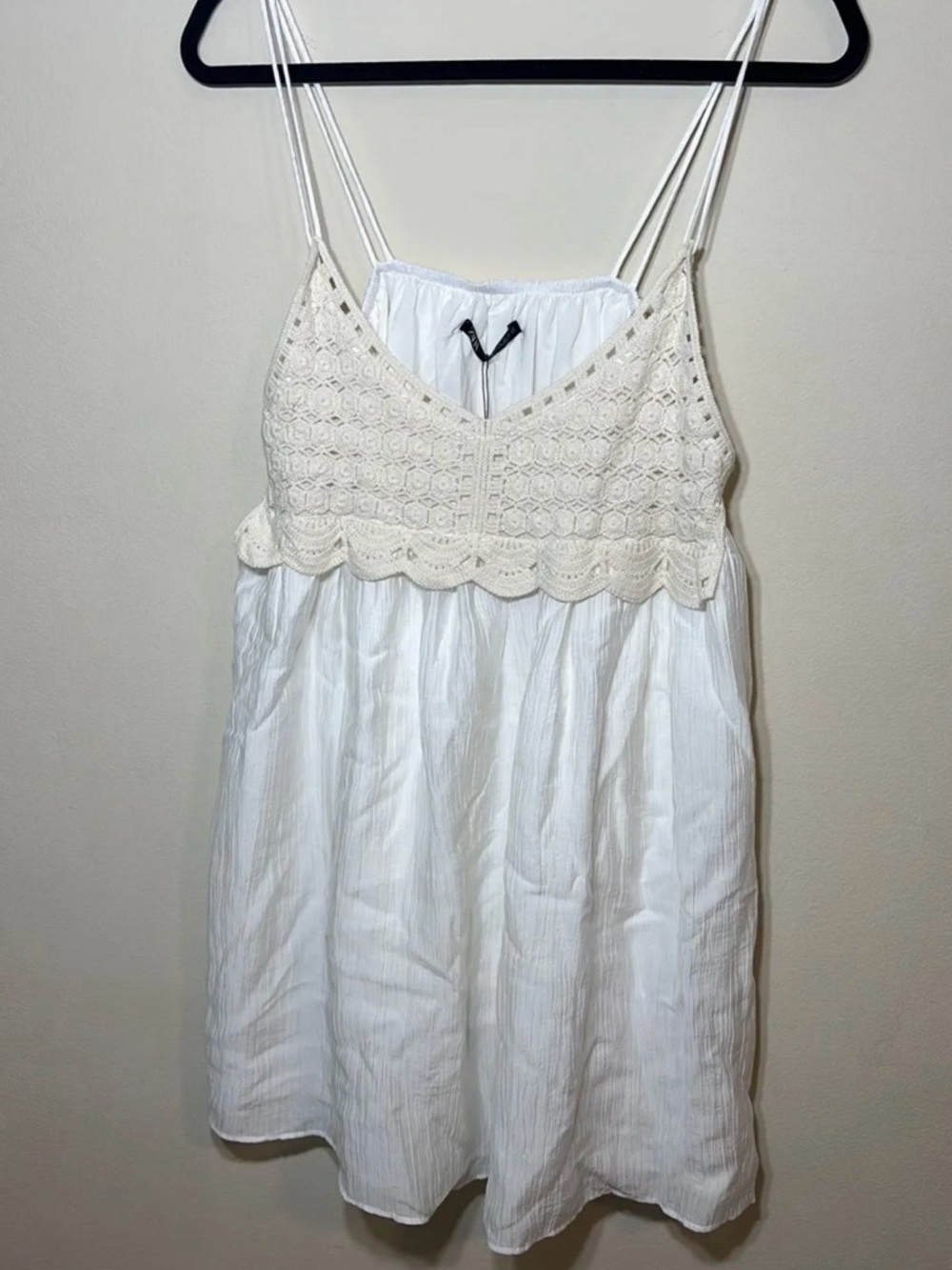 Zara Ivory Crochet Bodice White Tank